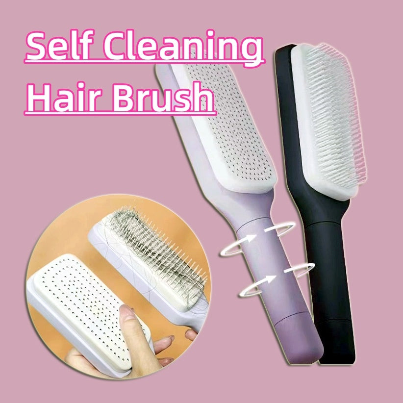4-in-1 Self-Cleaning Hair Brush – Anti-Static Scalp Massage Comb with Rotating & Scalable Design for Easy Hair Removal