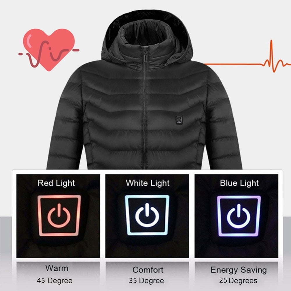 Men's USB Heated Winter Jacket - Electric Cotton Coat with Zip-up Heater, Thermal Clothing for Cold Weather