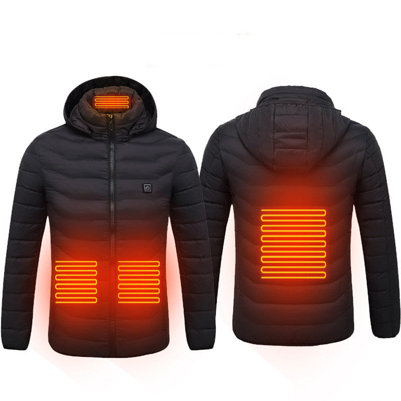 Men's USB Heated Winter Jacket - Electric Cotton Coat with Zip-up Heater, Thermal Clothing for Cold Weather