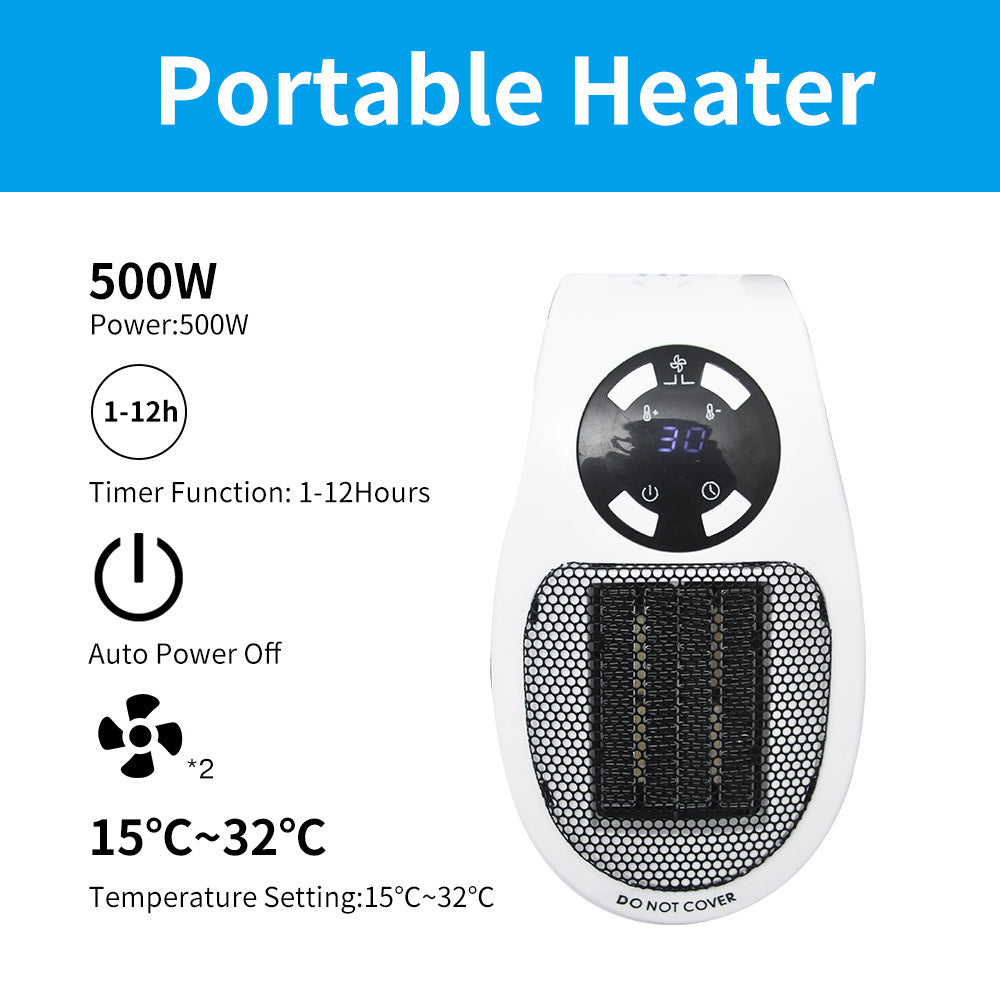 Portable Electric Wall Heater Fan | Adjustable Thermostat Space Heater for Home & Office | Energy Efficient Handy Heating Stove
