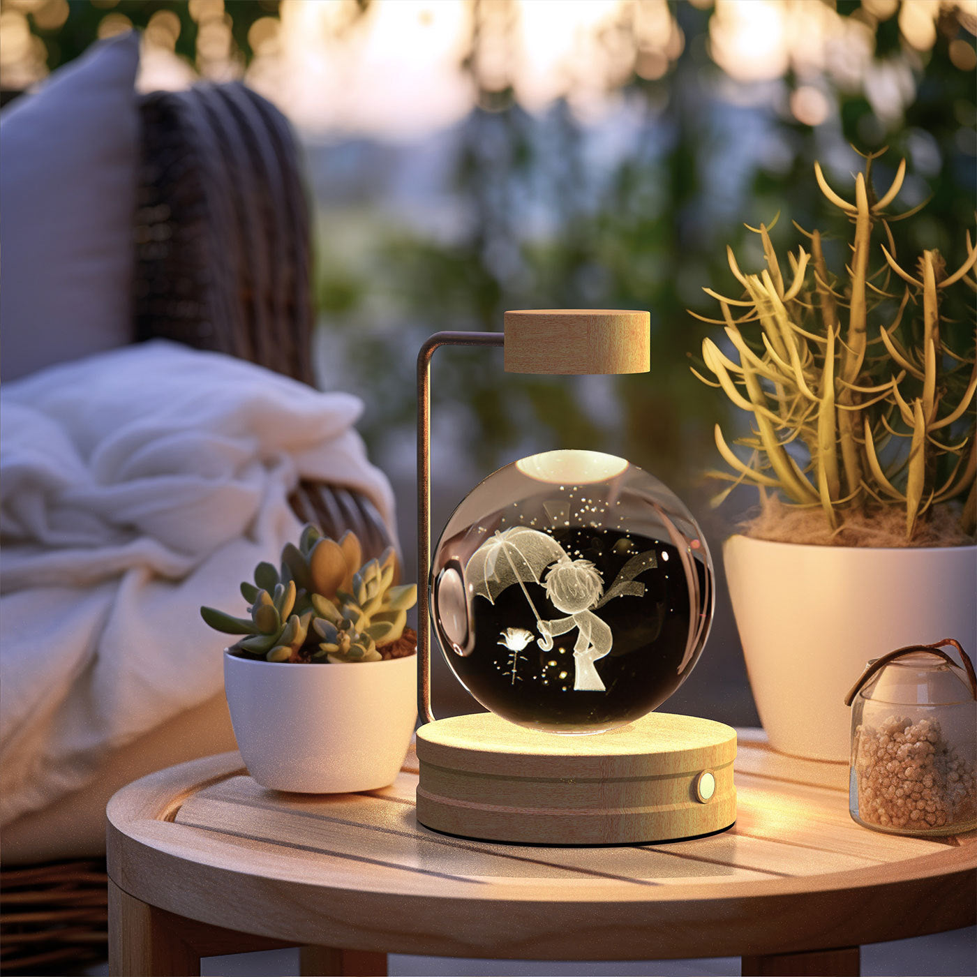 Crystal Ball Dinosaur Night Light – USB Powered Cosmic LED Bedside Lamp, Warm Ambient Glow, Perfect Birthday Gift