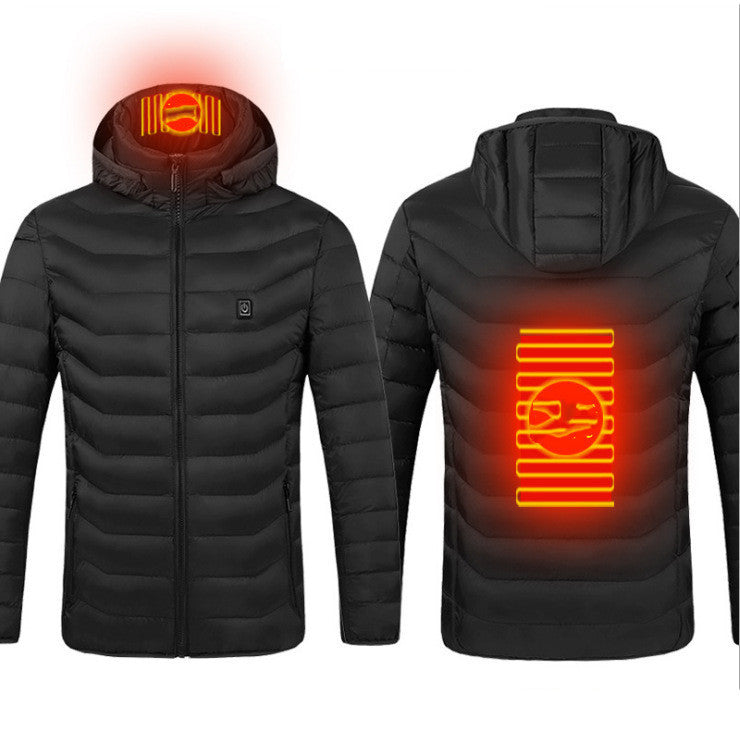 Men's USB Heated Winter Jacket - Electric Cotton Coat with Zip-up Heater, Thermal Clothing for Cold Weather
