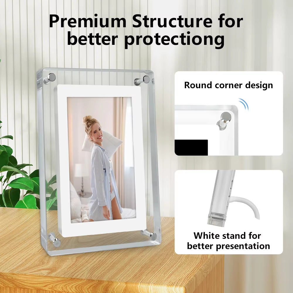 5-Inch Crystal Acrylic Digital Photo Frame | 4GB IPS Screen Advertising Display Player Gift
