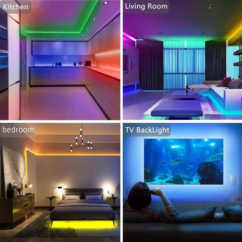 5050 RGB LED Strip Lights 5M with Remote Controller – Flexible Color Changing Light Tape for Room, TV, Computer, and Home Decoration