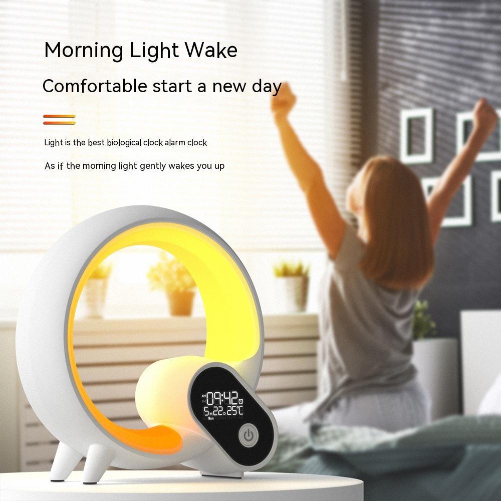 Q Light Sunrise Alarm Clock – Analog & Digital Display, Bluetooth Audio, Intelligent Wake-Up, Colorful LED Atmosphere Light