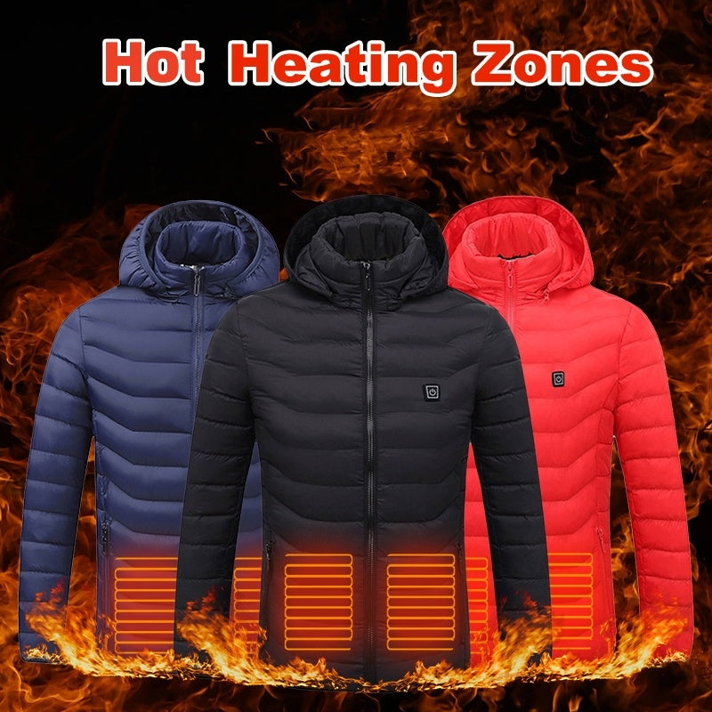 Men's USB Heated Winter Jacket - Electric Cotton Coat with Zip-up Heater, Thermal Clothing for Cold Weather