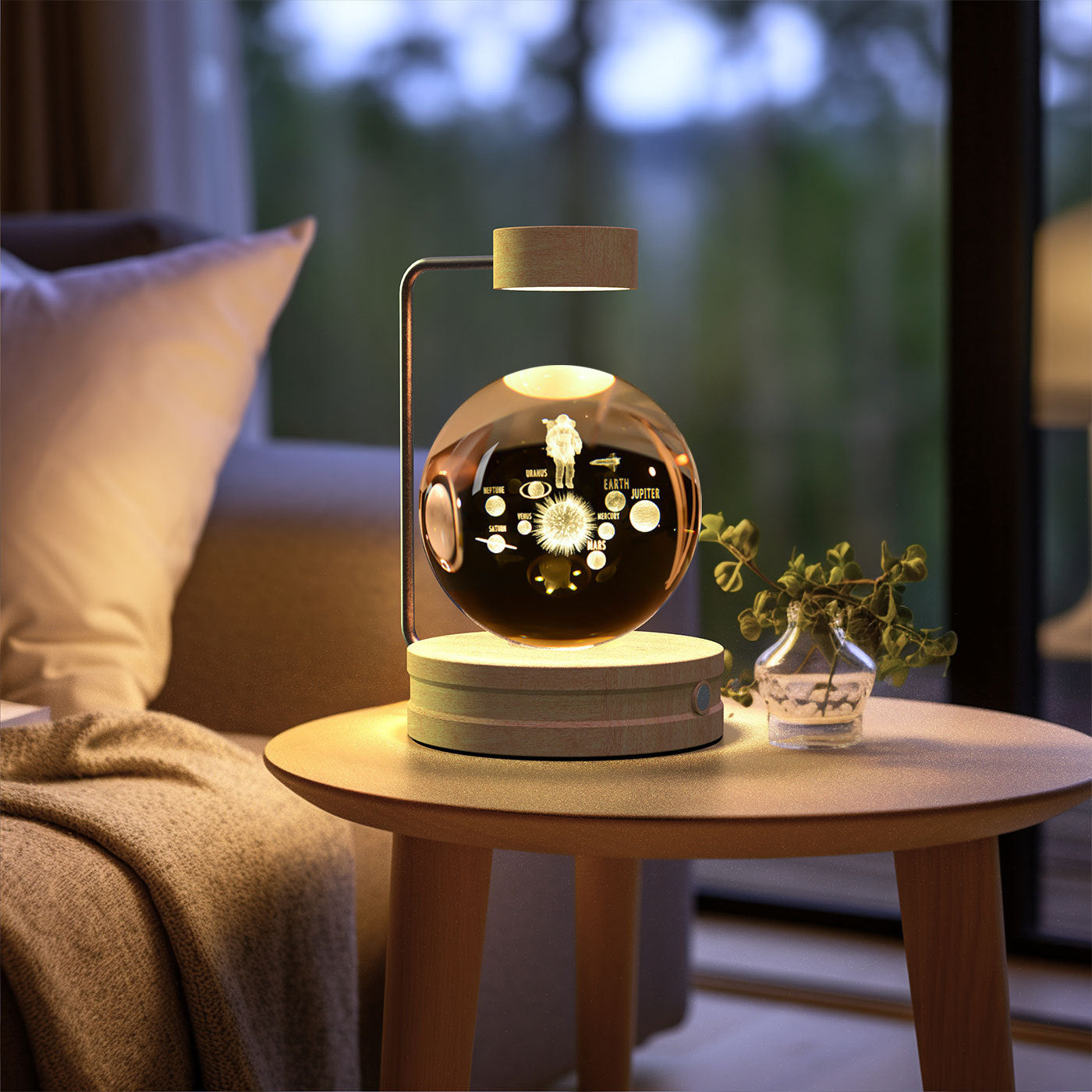 Crystal Ball Dinosaur Night Light – USB Powered Cosmic LED Bedside Lamp, Warm Ambient Glow, Perfect Birthday Gift