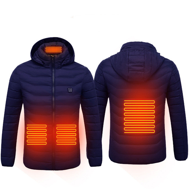 Men's USB Heated Winter Jacket - Electric Cotton Coat with Zip-up Heater, Thermal Clothing for Cold Weather