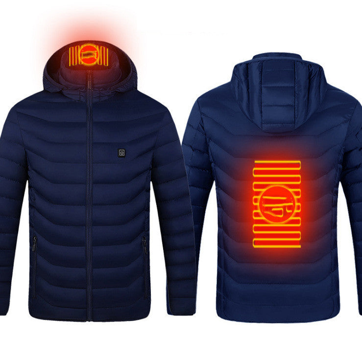 Men's USB Heated Winter Jacket - Electric Cotton Coat with Zip-up Heater, Thermal Clothing for Cold Weather