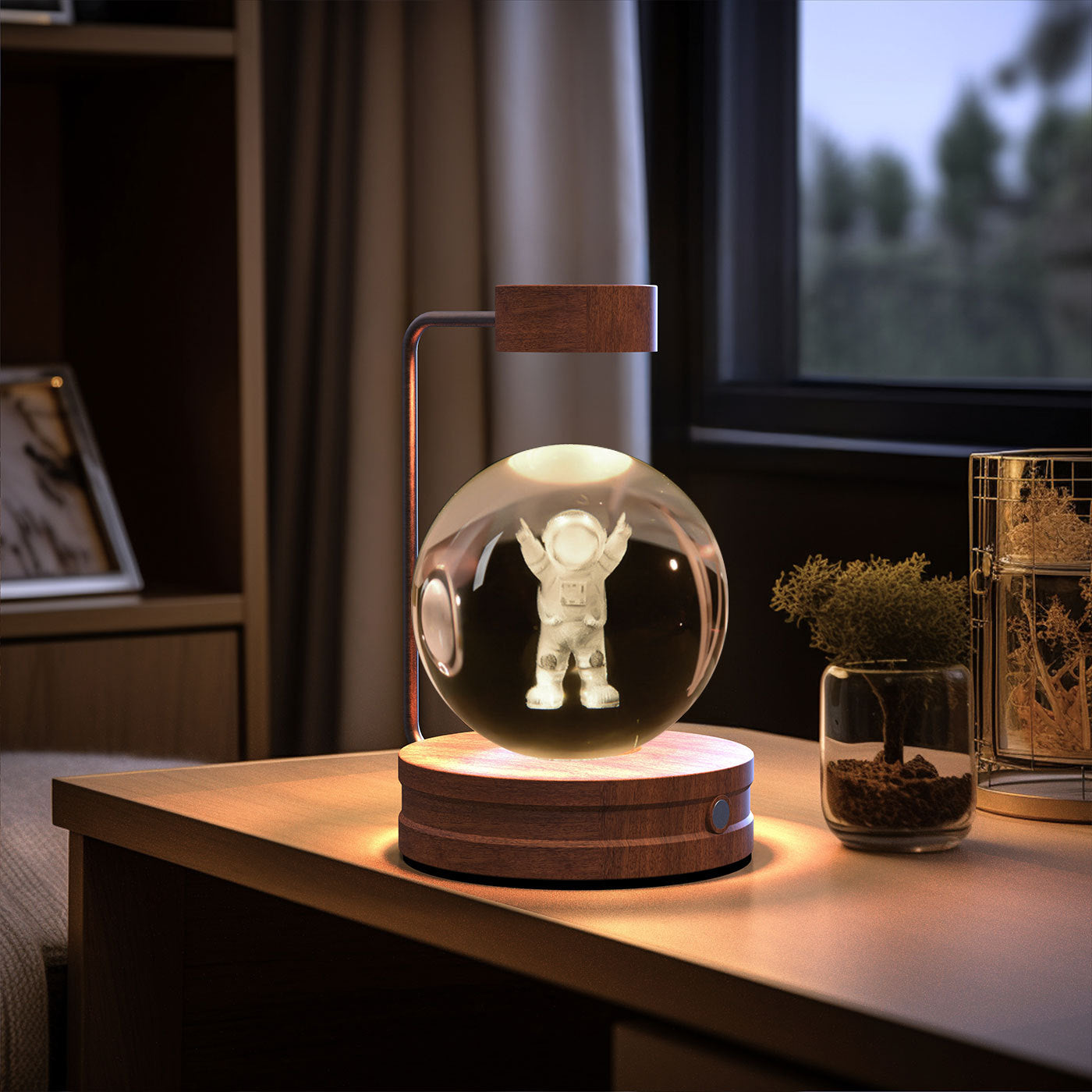 Crystal Ball Dinosaur Night Light – USB Powered Cosmic LED Bedside Lamp, Warm Ambient Glow, Perfect Birthday Gift