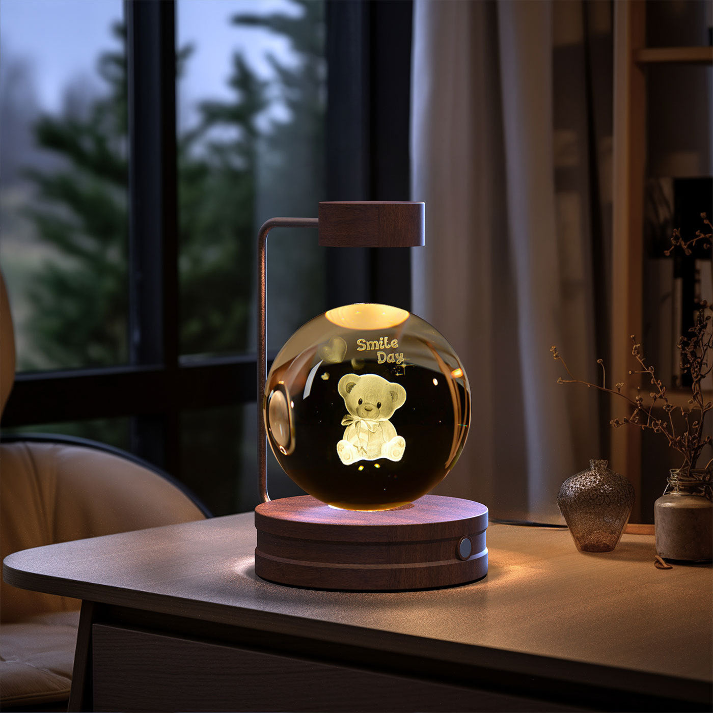Crystal Ball Dinosaur Night Light – USB Powered Cosmic LED Bedside Lamp, Warm Ambient Glow, Perfect Birthday Gift