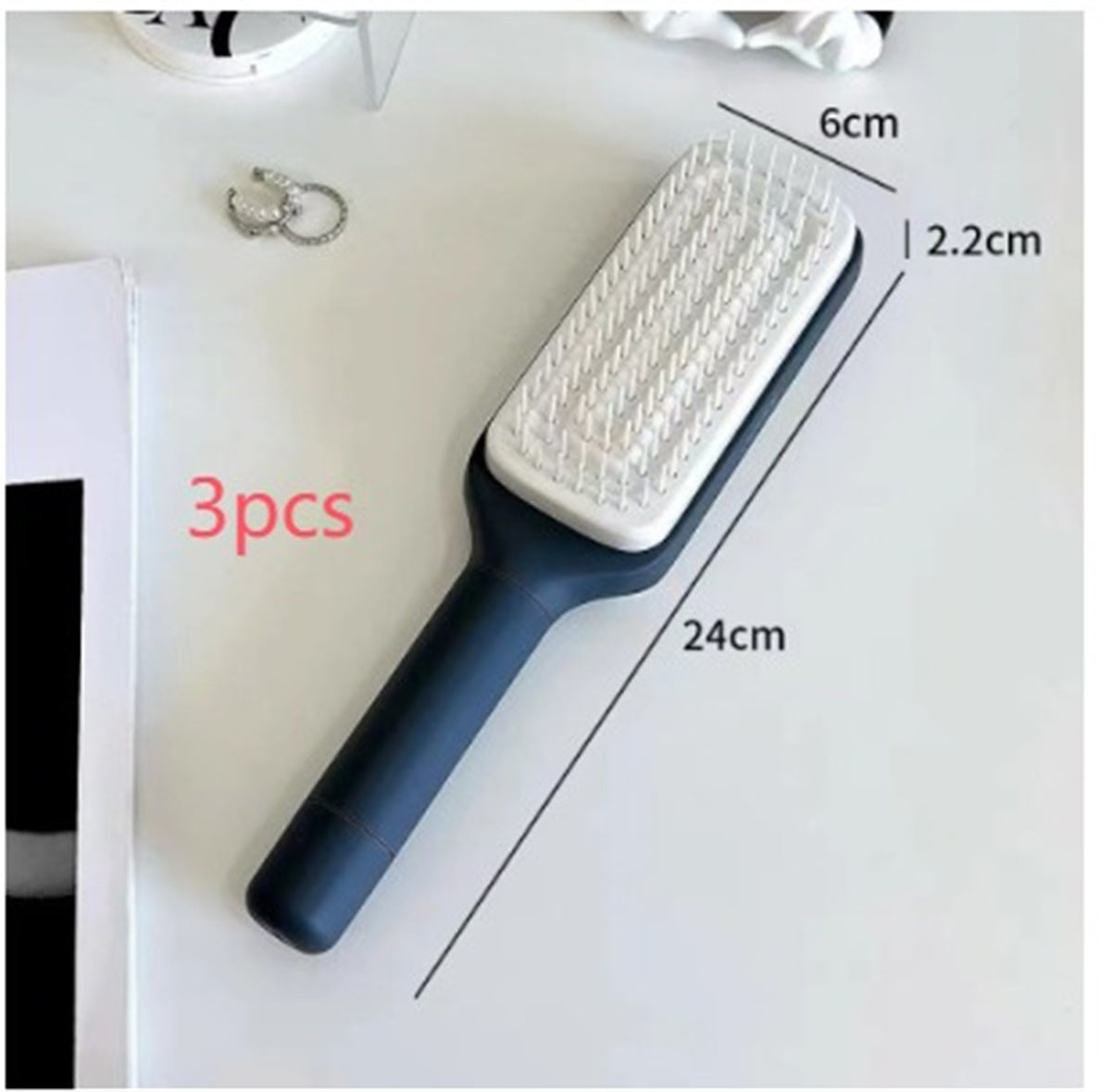 4-in-1 Self-Cleaning Hair Brush – Anti-Static Scalp Massage Comb with Rotating & Scalable Design for Easy Hair Removal