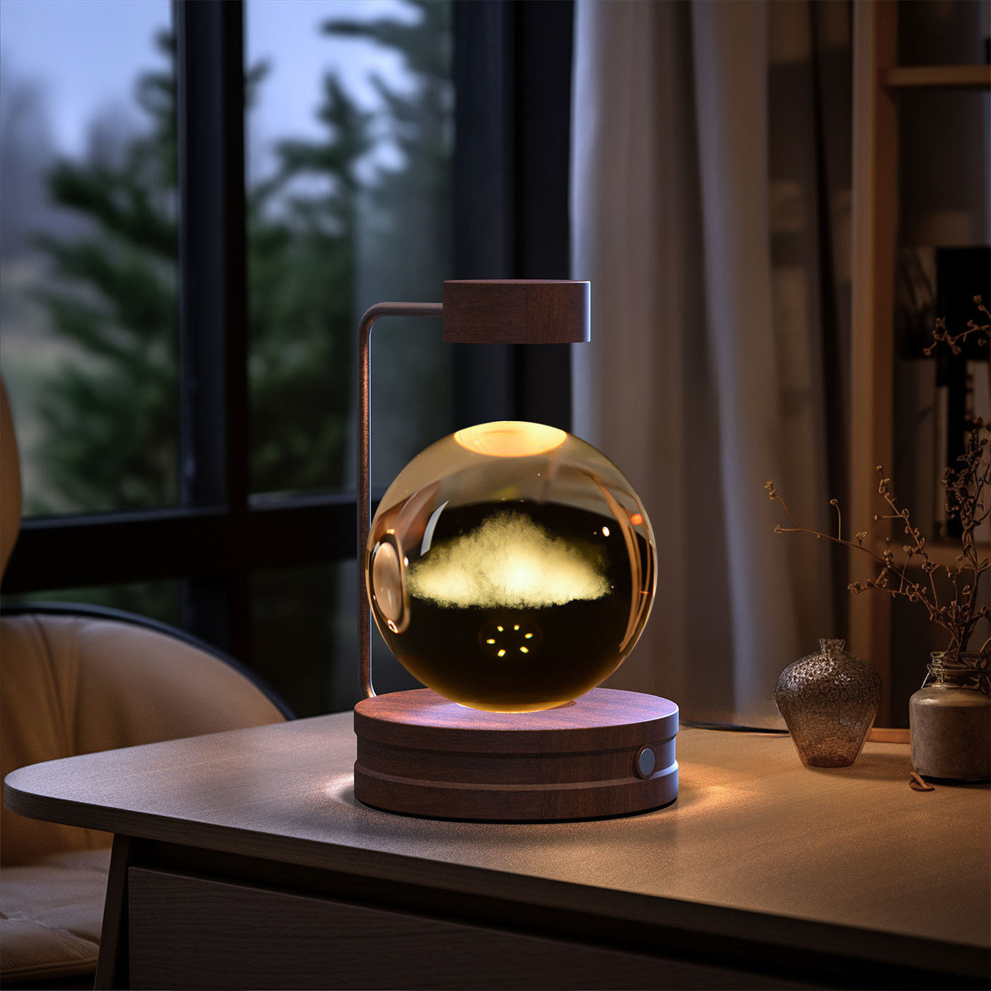 Crystal Ball Dinosaur Night Light – USB Powered Cosmic LED Bedside Lamp, Warm Ambient Glow, Perfect Birthday Gift