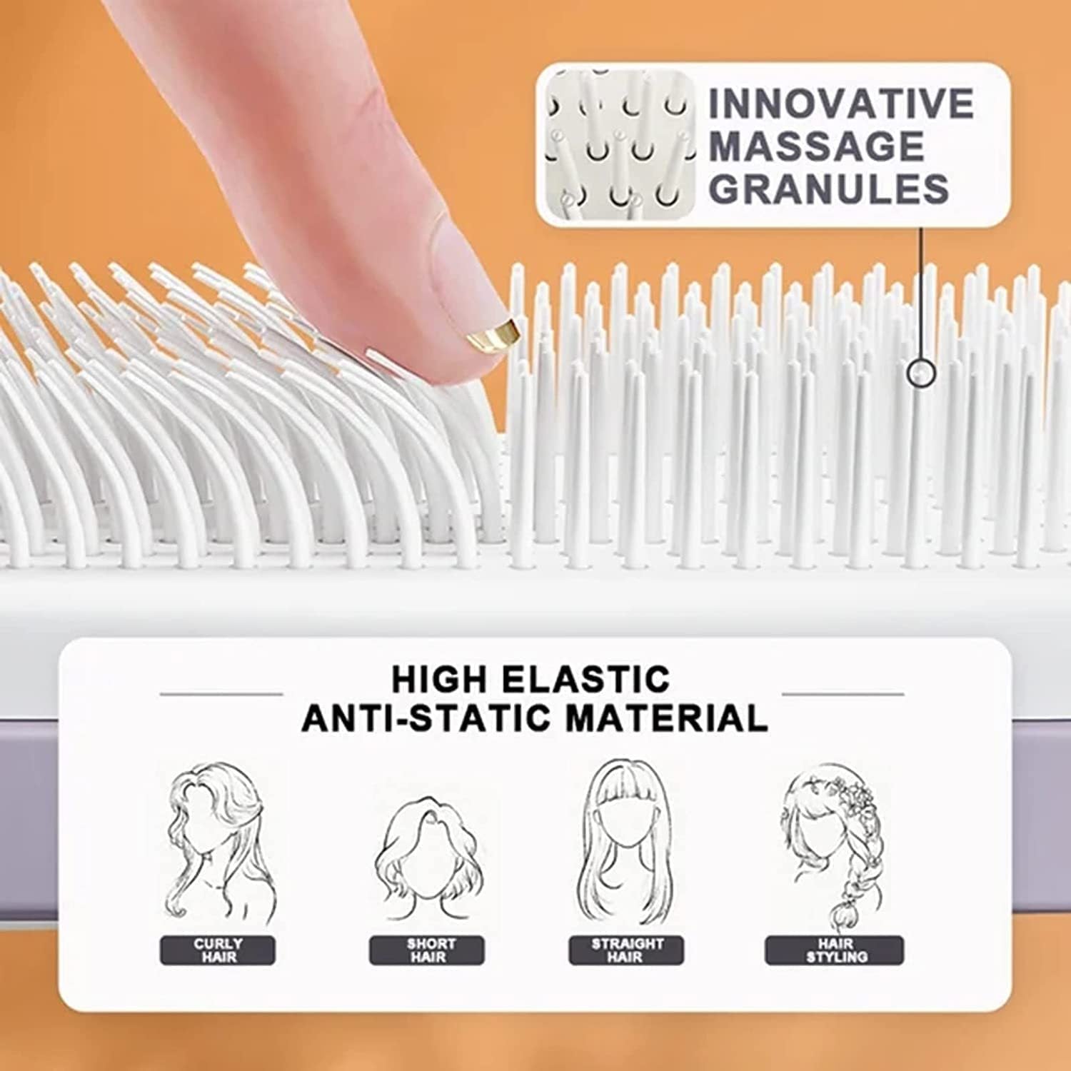 4-in-1 Self-Cleaning Hair Brush – Anti-Static Scalp Massage Comb with Rotating & Scalable Design for Easy Hair Removal