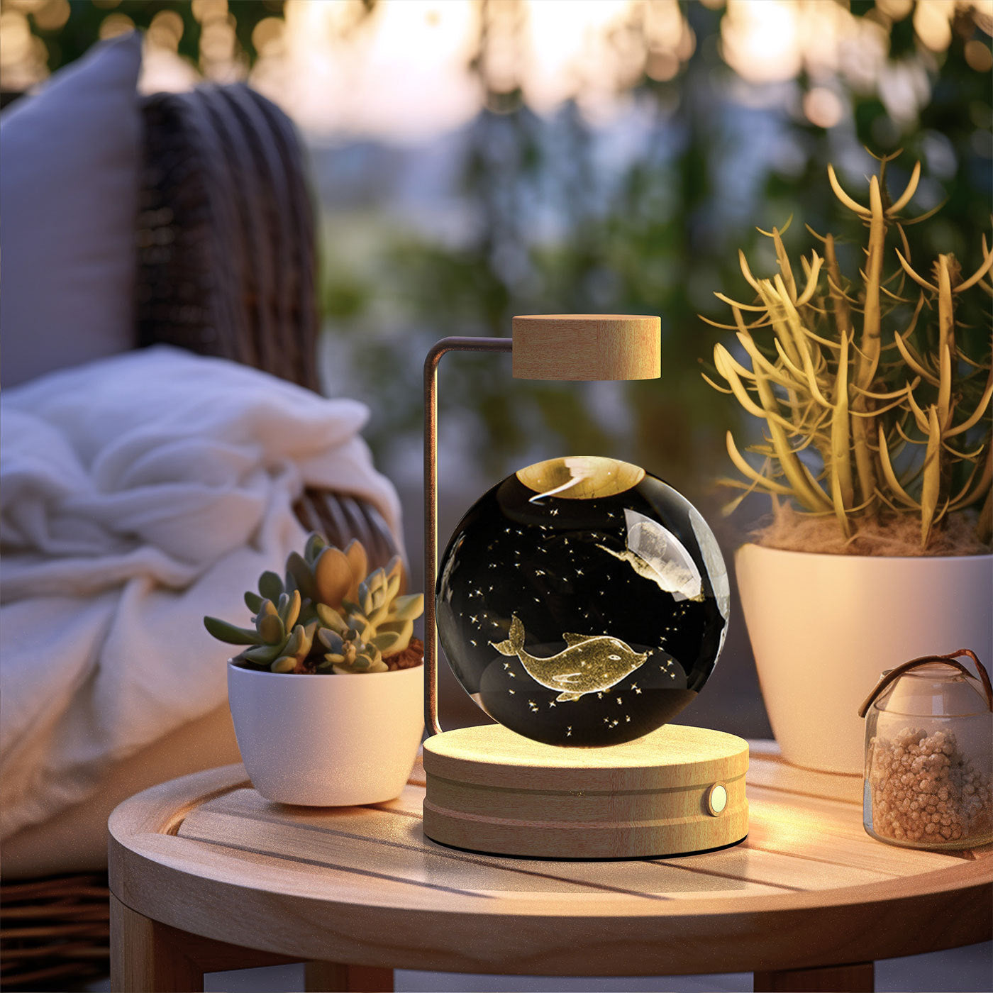 Crystal Ball Dinosaur Night Light – USB Powered Cosmic LED Bedside Lamp, Warm Ambient Glow, Perfect Birthday Gift