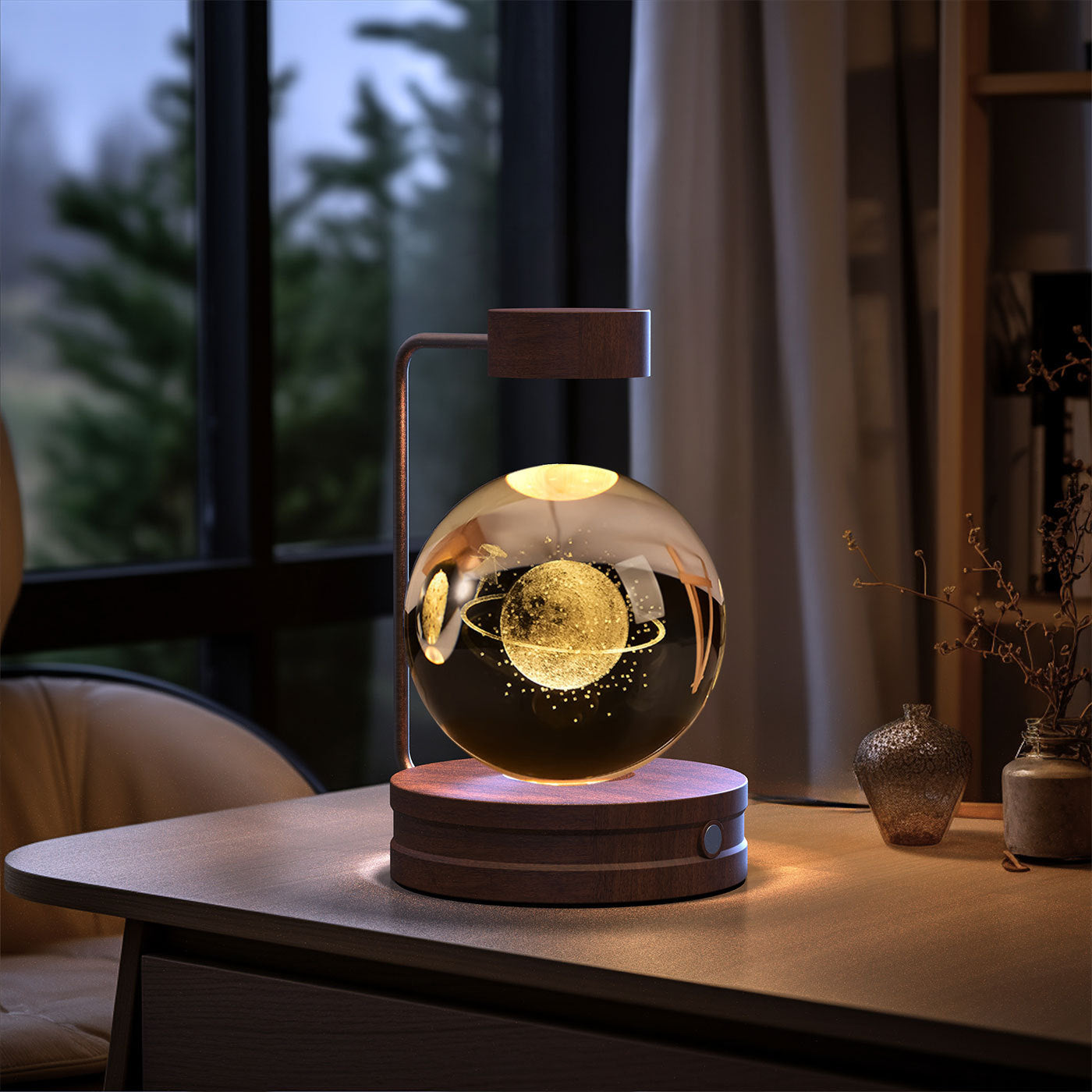 Crystal Ball Dinosaur Night Light – USB Powered Cosmic LED Bedside Lamp, Warm Ambient Glow, Perfect Birthday Gift
