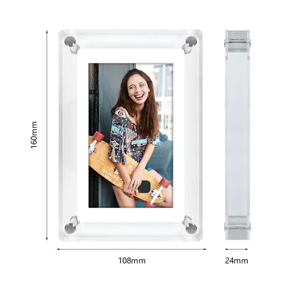 5-Inch Crystal Acrylic Digital Photo Frame | 4GB IPS Screen Advertising Display Player Gift