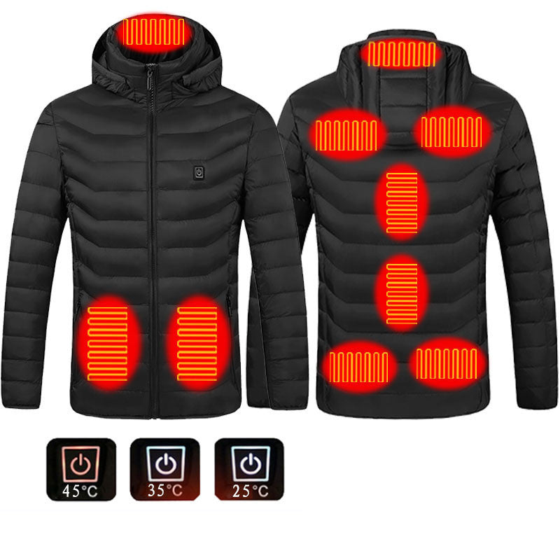 Men's USB Heated Winter Jacket - Electric Cotton Coat with Zip-up Heater, Thermal Clothing for Cold Weather