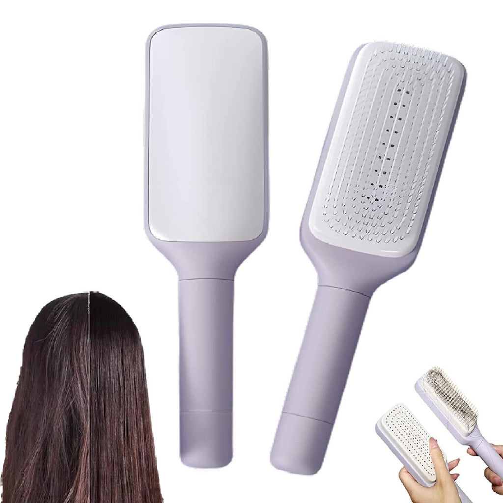 4-in-1 Self-Cleaning Hair Brush – Anti-Static Scalp Massage Comb with Rotating & Scalable Design for Easy Hair Removal