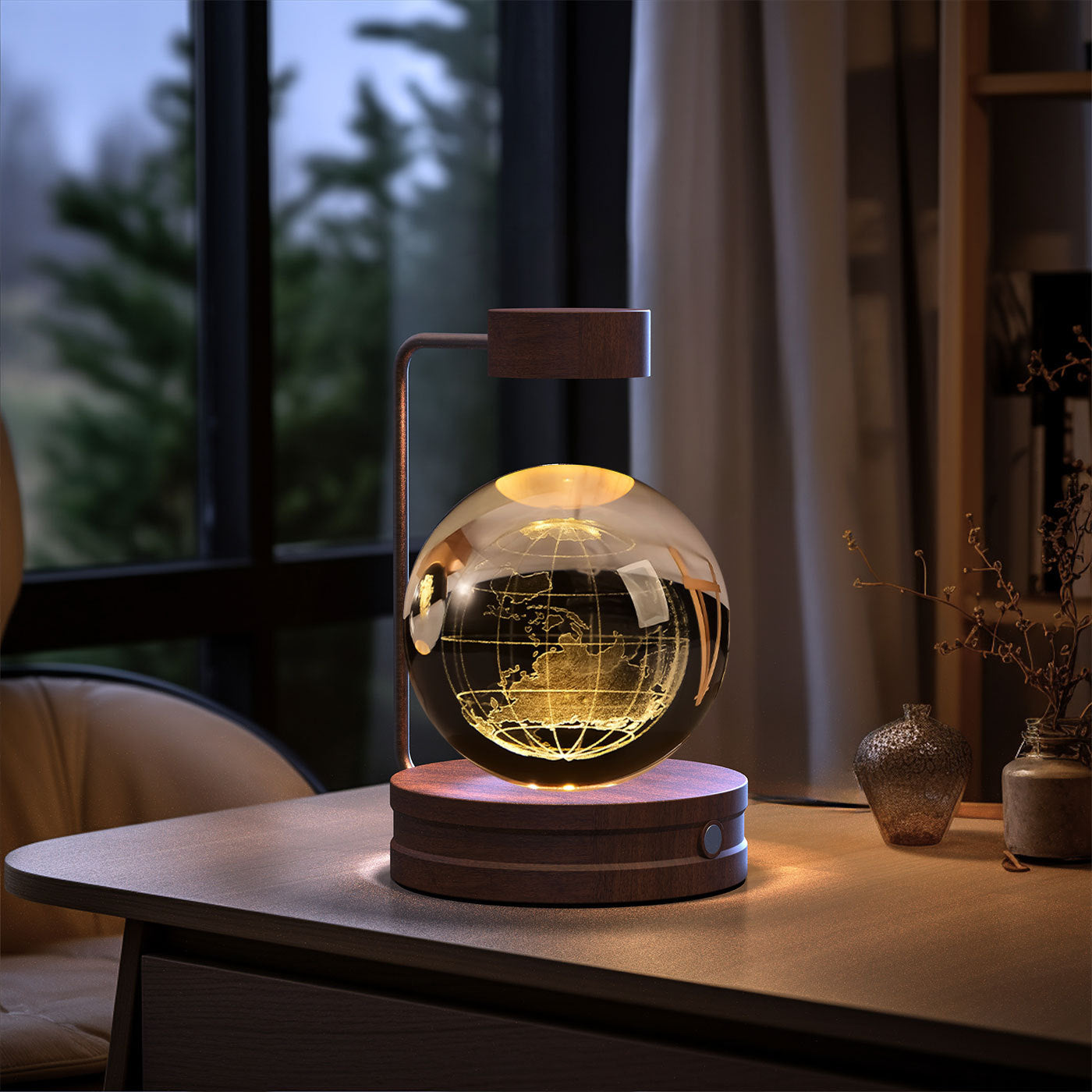 Crystal Ball Dinosaur Night Light – USB Powered Cosmic LED Bedside Lamp, Warm Ambient Glow, Perfect Birthday Gift