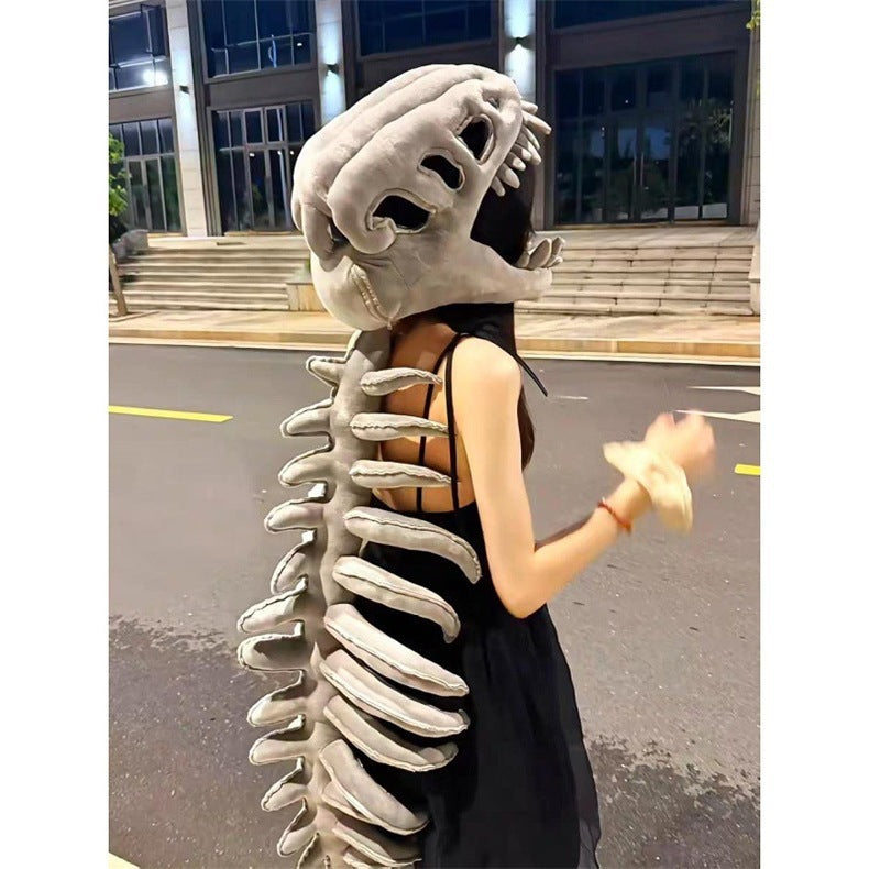 Dinosaur Skeleton Plush Toy with Removable Skeleton Headgear – Kids’ Plush Dinosaur Costume & Educational Toy
