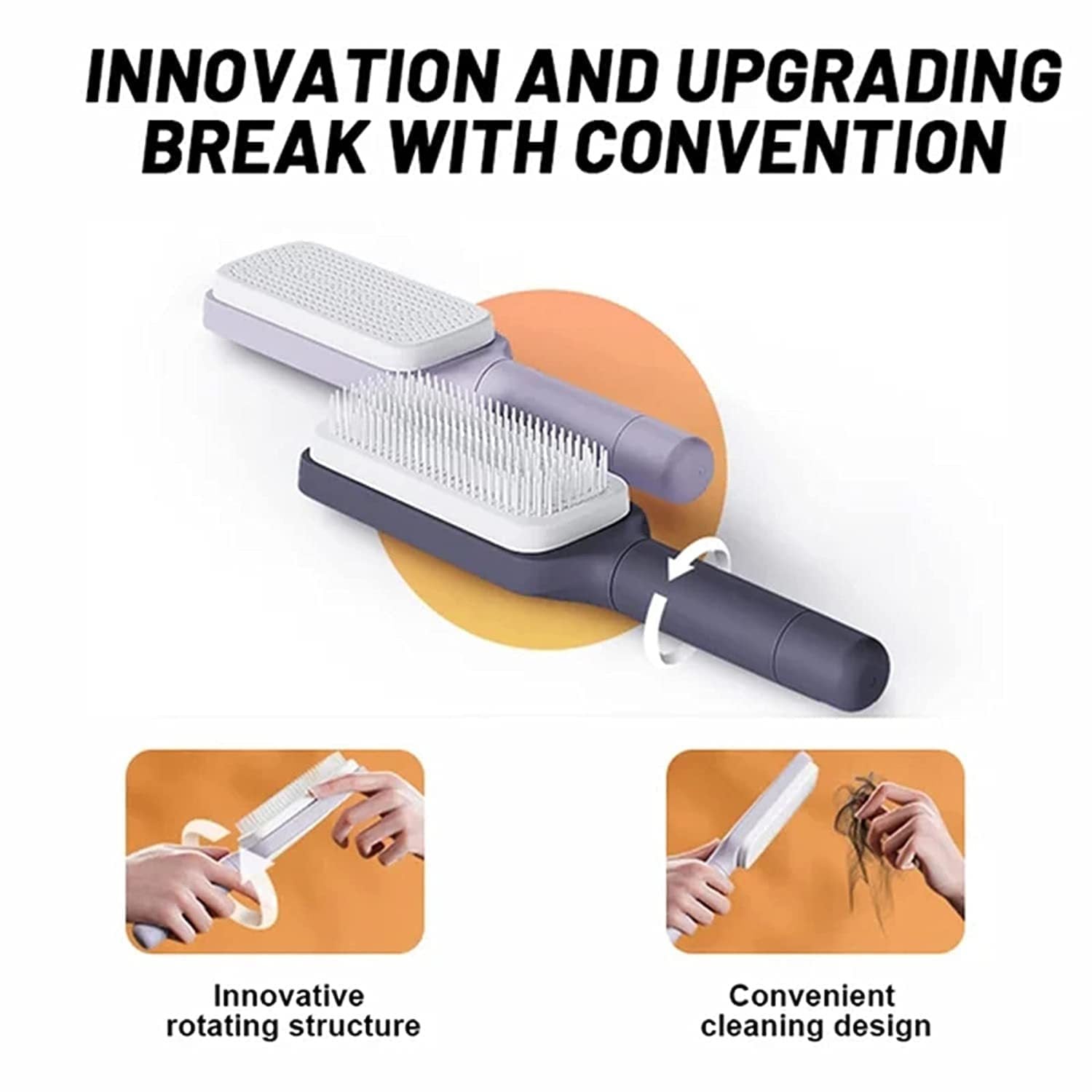 4-in-1 Self-Cleaning Hair Brush – Anti-Static Scalp Massage Comb with Rotating & Scalable Design for Easy Hair Removal