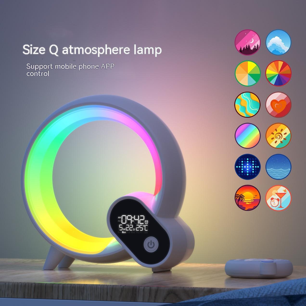 Q Light Sunrise Alarm Clock – Analog & Digital Display, Bluetooth Audio, Intelligent Wake-Up, Colorful LED Atmosphere Light