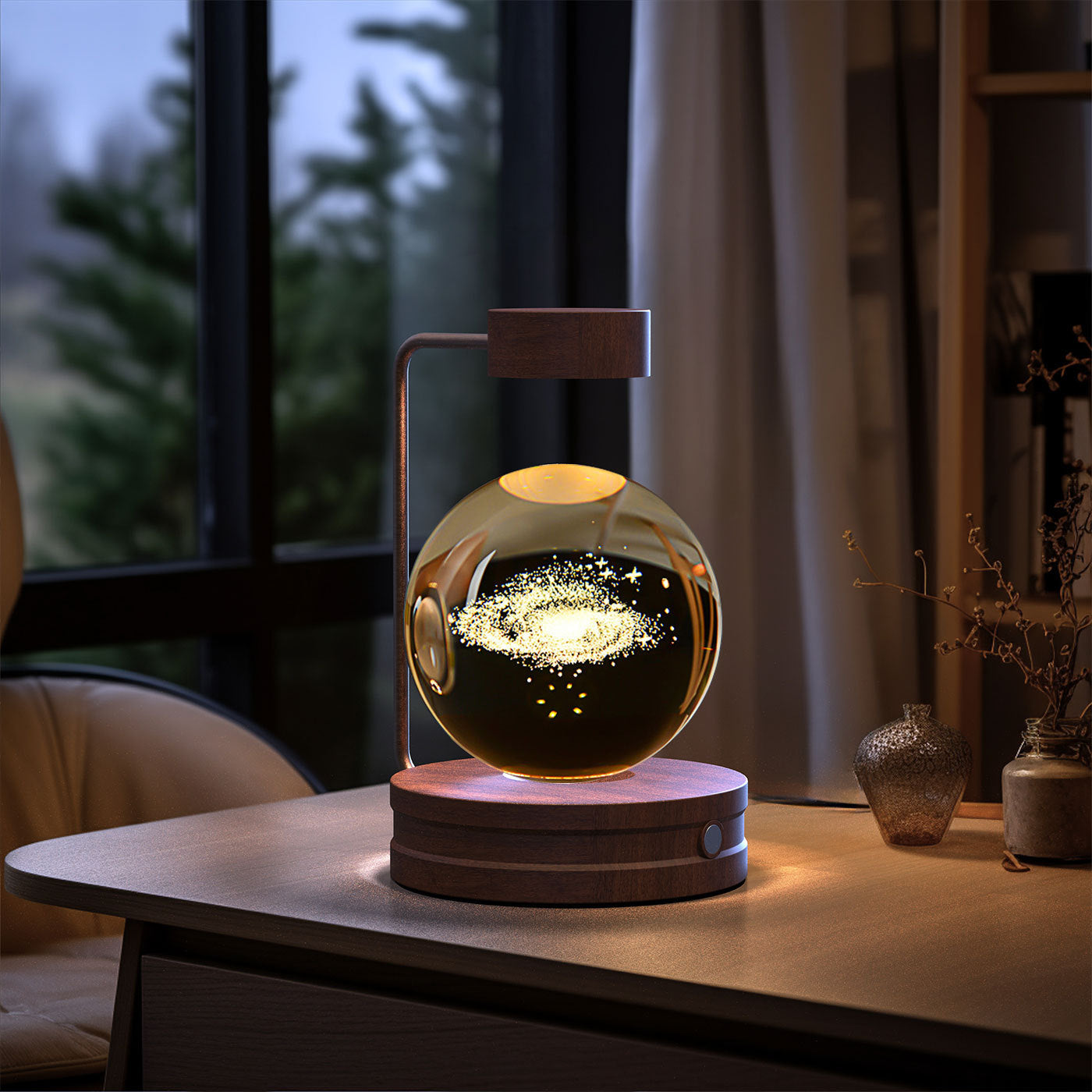 Crystal Ball Dinosaur Night Light – USB Powered Cosmic LED Bedside Lamp, Warm Ambient Glow, Perfect Birthday Gift